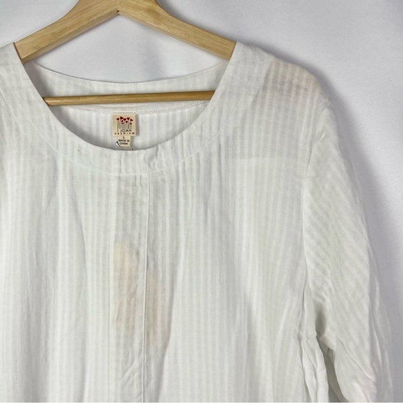 Joah Brown Premium White Cotton Short Sleeve Tunic Blouse L - Picture 3 of 4